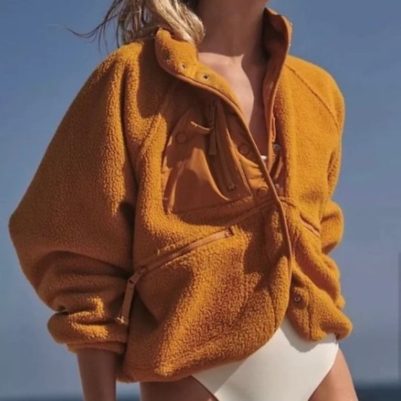 Free People Jackets & Blazers - Free People Mustard Yellow Sherpa Jacket